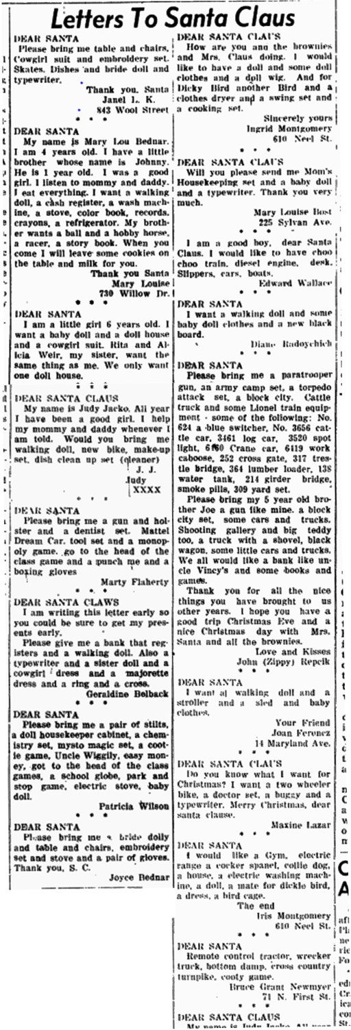 1953 letters to santa